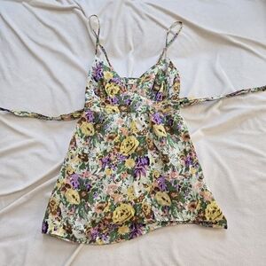 Forever 21 Vintage Babydoll Floral Tie Back Tank Top Size Small